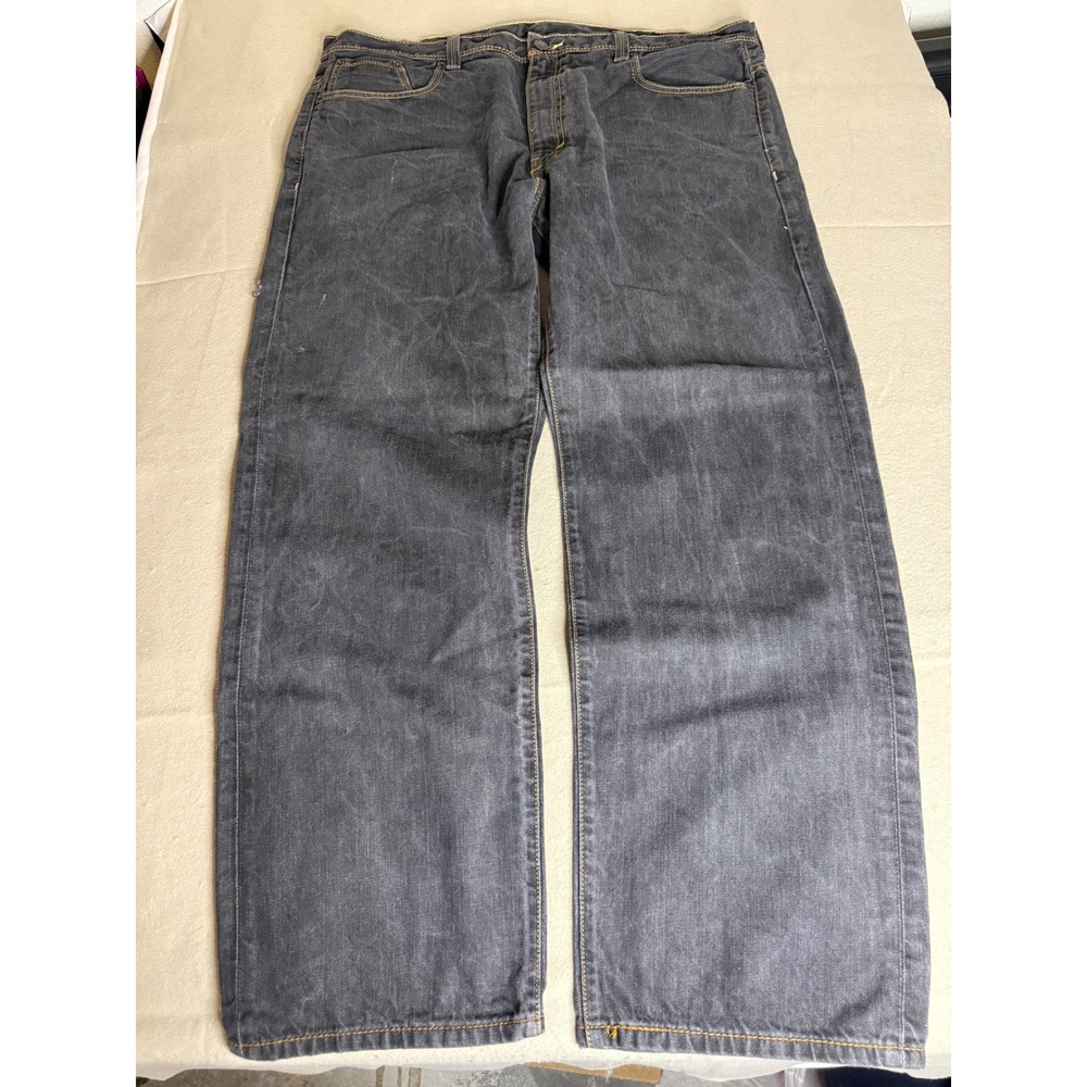 Levis 569 Loose Straight Jeans Mens 40x32 Faded Black Denim Flap Pocket Relaxed